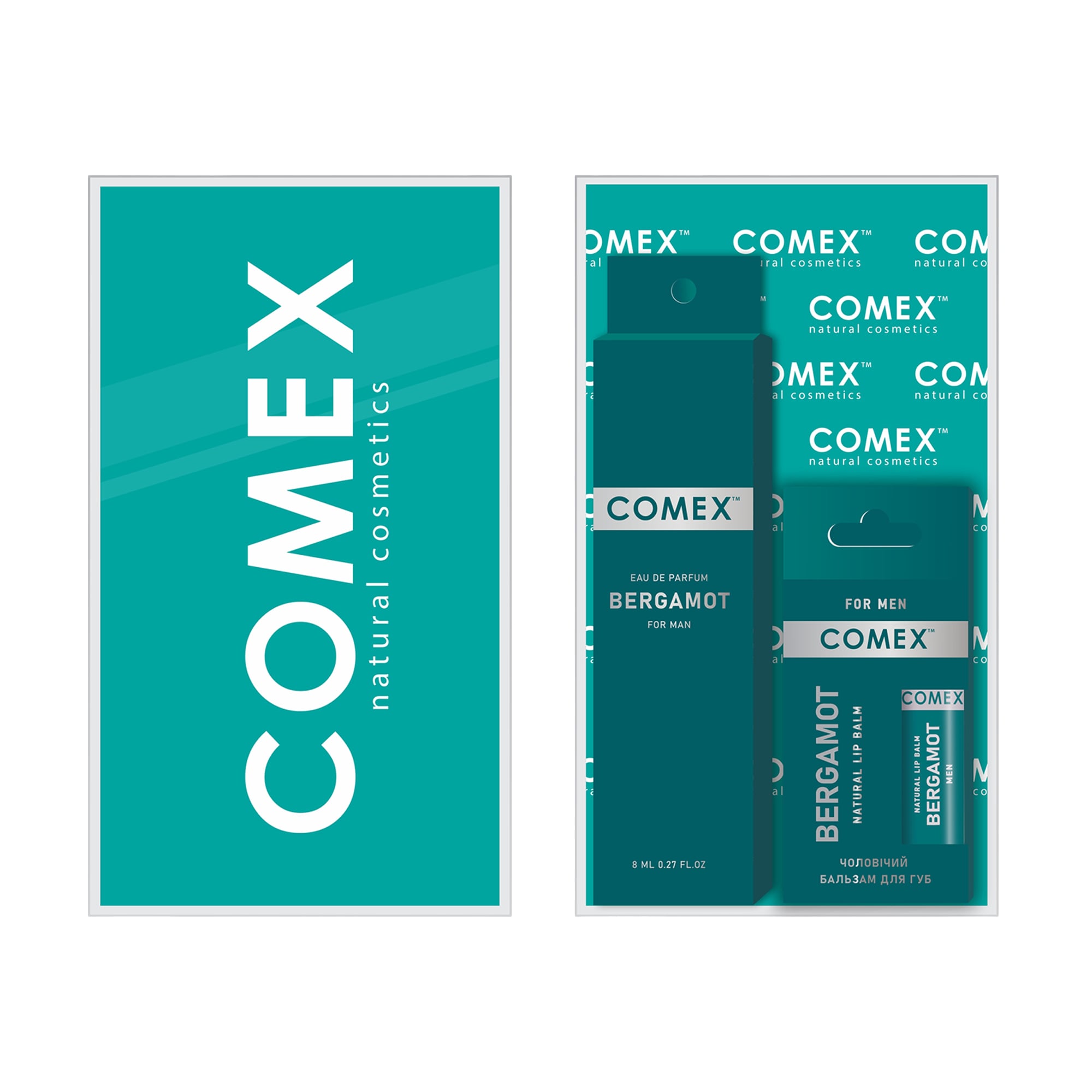 Чоловічий подарунковий набір Comex Bergamot (парфумована вода, 8 мл + бальзам для губ, 5 мл)