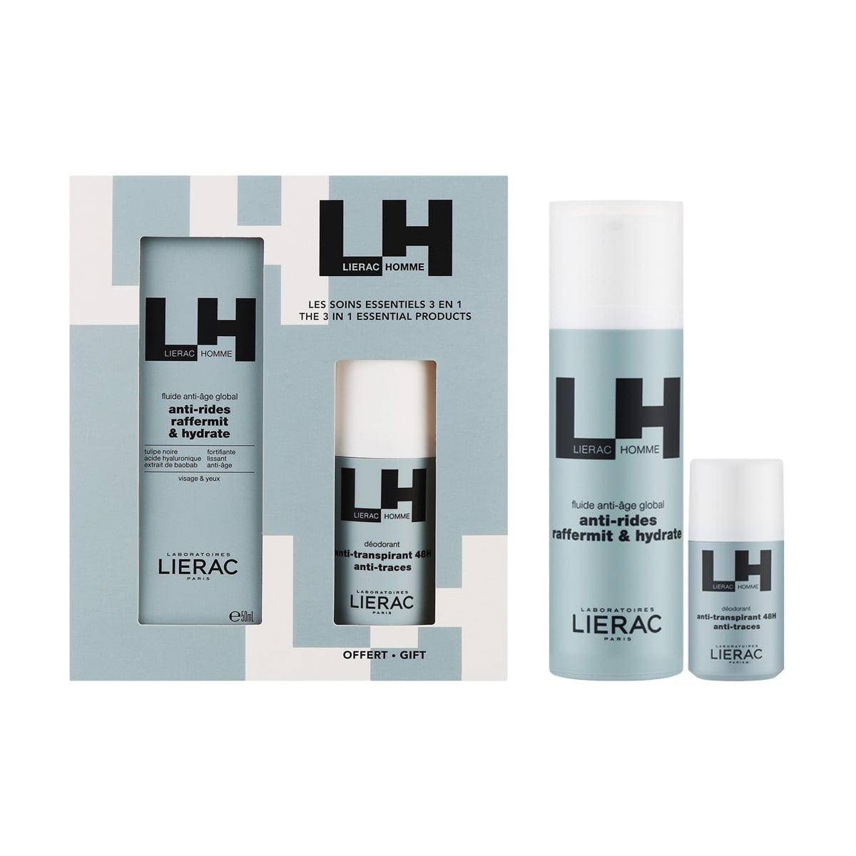 Чоловічий подарунковий набір Lierac Homme (флюїд для обличчя, 50 мл + дезодорант, 50 мл)